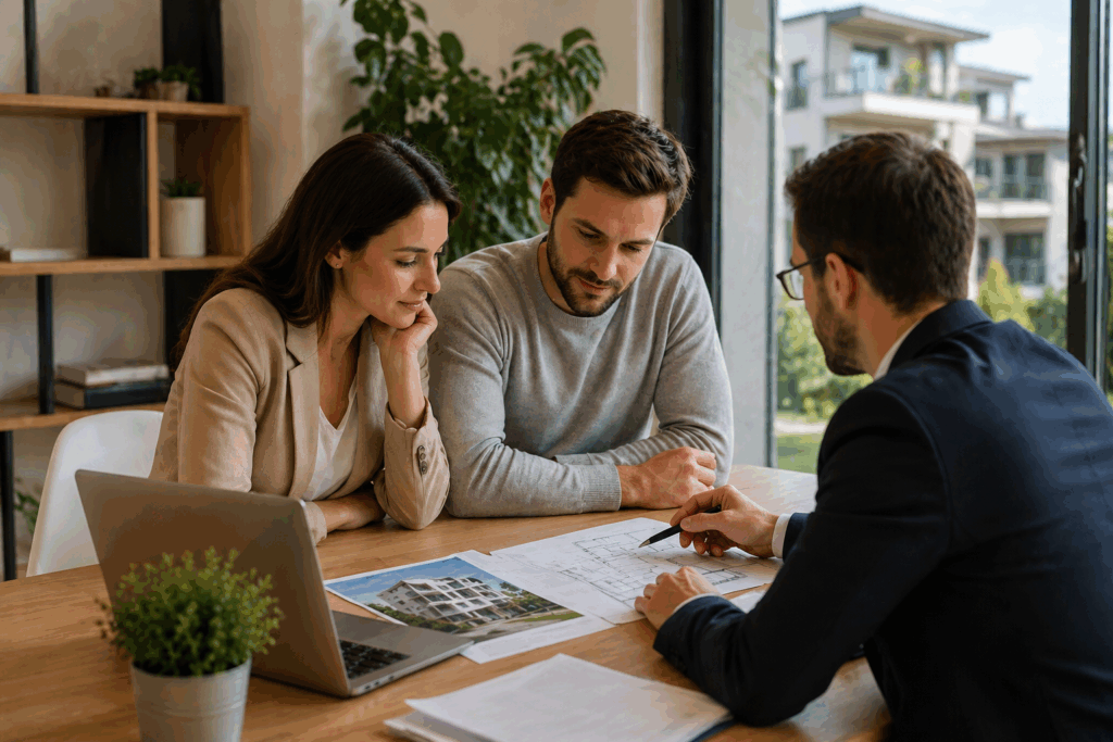 investissement immobilier neuf alsace couple avec conseiller appartement neuf strasbourg